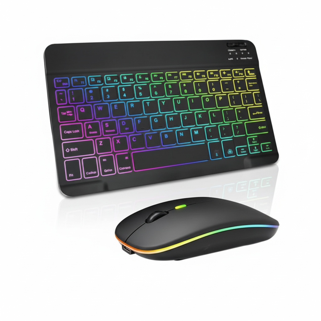 Ultra-Slim Bluetooth Keyboard & Mouse Combo for iPad – Rechargeable Wireless with 7-Color Backlit | UAE Stock Dubai Abu Dhabi Sharjah Ajman Fujairah Ras Al Khaimah Umm Al Quwain