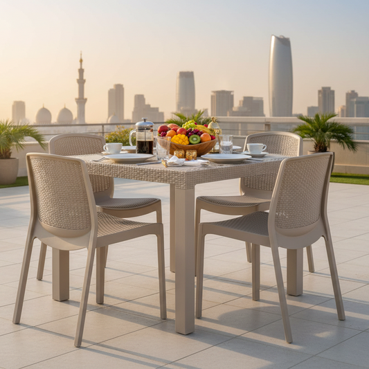 Premium Outdoor Dining Set UAE - 4 Seater Cedarattan Table & Chairs | Dubai Abu Dhabi Sharjah