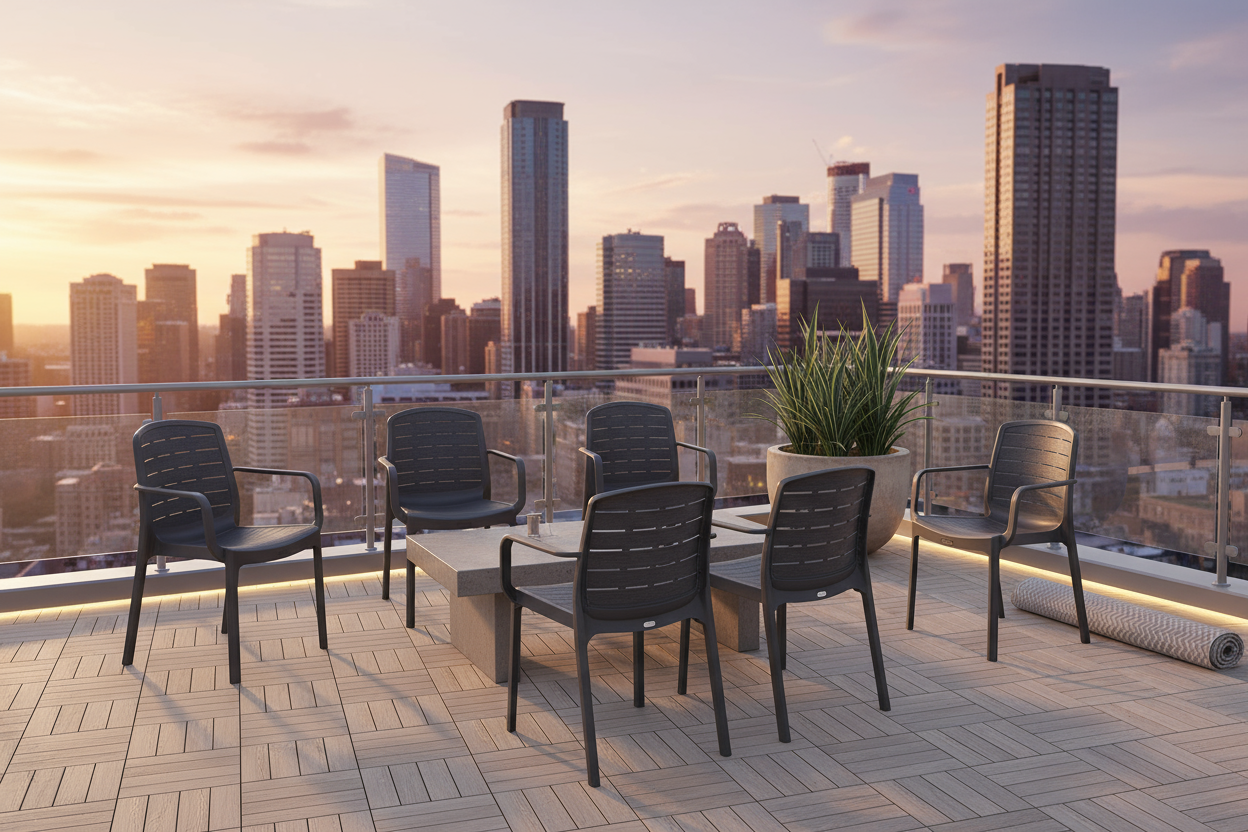 Premium Cedargrain Armchair Set rooftop dining setting - luxury outdoor seating Dubai Abu Dhabi Sharjah UAE