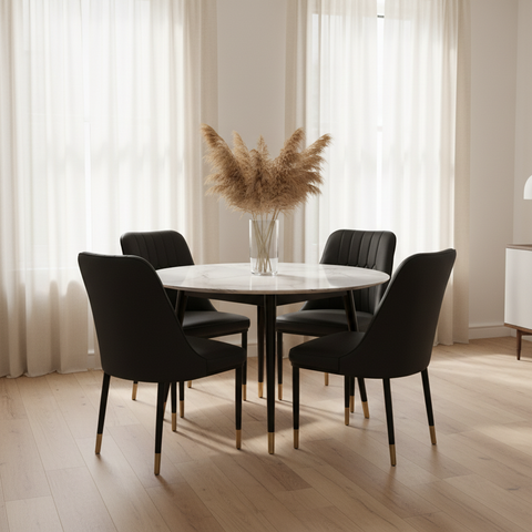 PU Dining Chair with Metal Legs – Black | IH DC34