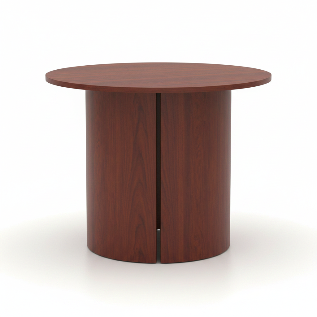 Round Wooden Office Table White Background – Meeting Desk UAE | INFINI HOMES