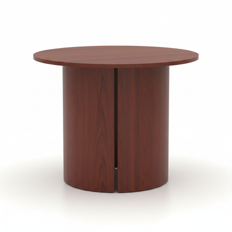Round Wooden Office Table White Background – Meeting Desk UAE | INFINI HOMES