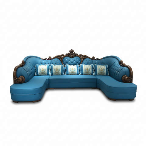 PU Classic Sofa Set IH-8763 | Blue | 400×205×137 cm – INFINI HOMES