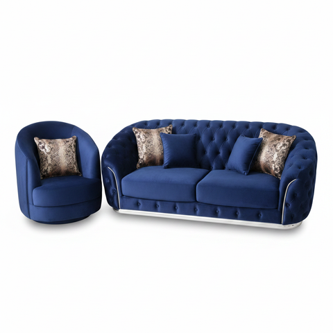 Navy Blue Sofa Set 3+3+1+1 8-Seater | Premium Living Room Sofa UAE | INFINI HOMES IH-46