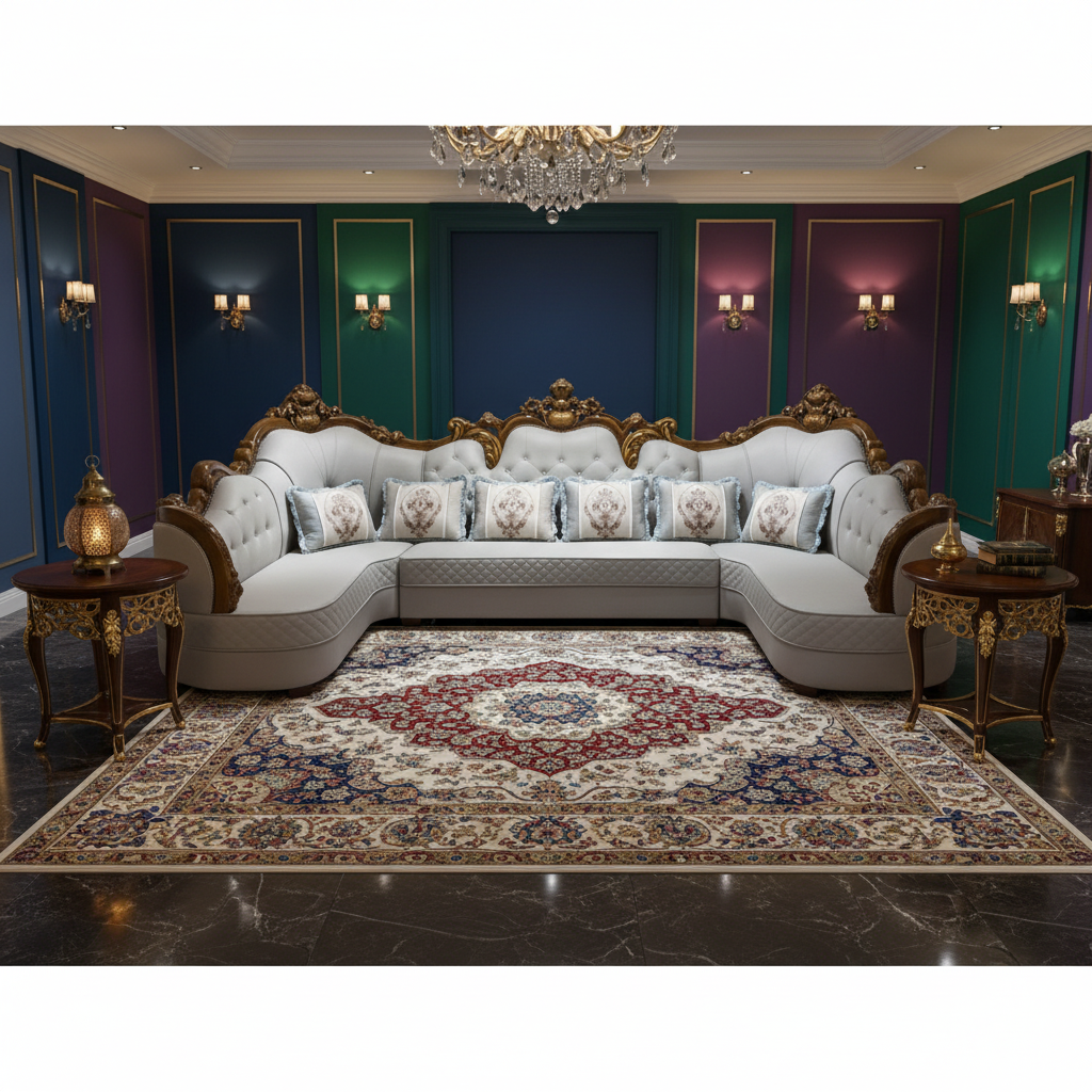PU Classic Sofa Set IH-2268B | Light Grey | 400×220×141 cm – INFINI HOMES