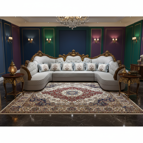 PU Classic Sofa Set IH-2268B | Light Grey | 400×220×141 cm – INFINI HOMES