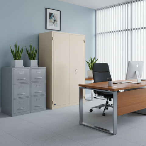 Valberg BM 1951 KL Fire-Resistant Cabinet Safe – White, Dual Key Lock System