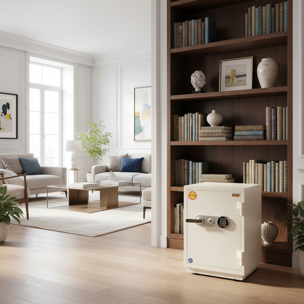 Valberg FRS-66 EL Fire Resistant Safe in Living Room – Digital & Key Lock | UAE Wide Delivery
