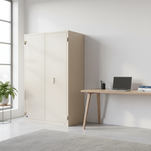 Valberg BM 1951 KL Fire-Resistant Cabinet Safe – White, Dual Key Lock System