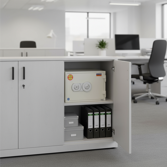 Fire Resistant Safe UAE | Valberg FRS-32 KL Fireproof Safe Dubai | White Key Lock Safe 21L