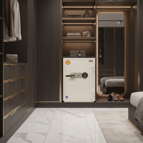 Valberg FRS-66 EL Fire Resistant Safe in Walk-In Closet – Home Security Safe | Dubai & UAE