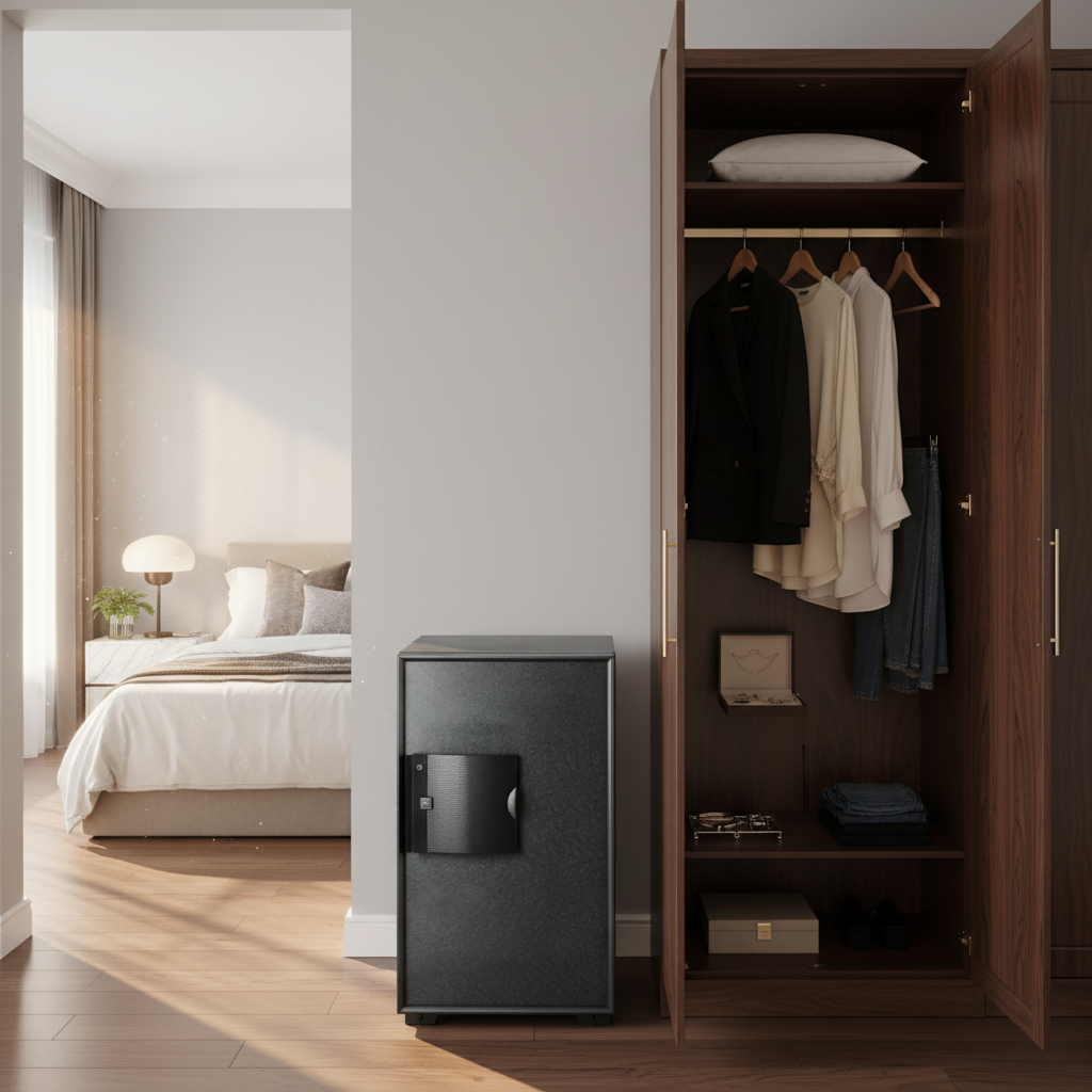 Eagle EGE-100 Fire-Resistant Safe – Black, Digital, Key & Fingerprint Lock System