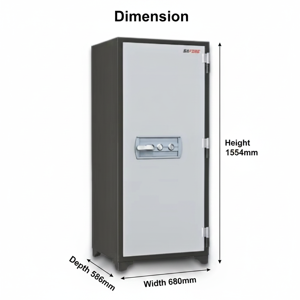 SAFIRE FR 1360 Fire Safe Dimensions UAE – 1554mm H × 680mm W × 586mm D, 90-Min ECB.S Certified Fire Protection