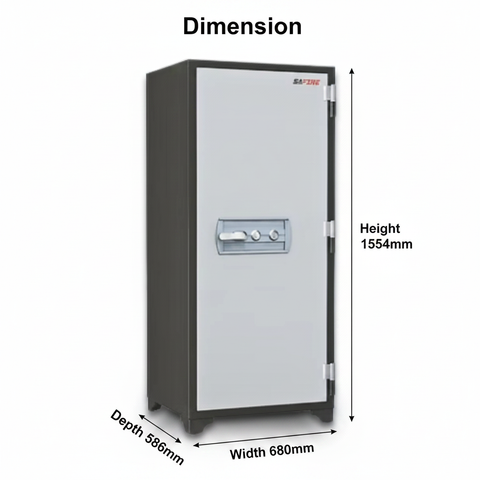 SAFIRE FR 1360 Fire Safe Dimensions UAE – 1554mm H × 680mm W × 586mm D, 90-Min ECB.S Certified Fire Protection