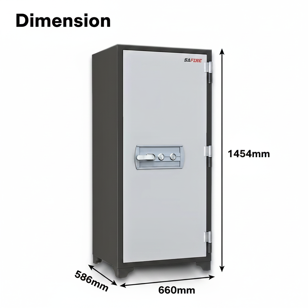 SAFIRE FR 1260 Fire Safe Dimensions Diagram – 237L, 90-Min Fire Rated Safe for Home and Office UAE