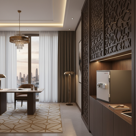 SAFIRE FR40 Fire-Resistant Safe – Grey, Dual Lock (Key + Digital)