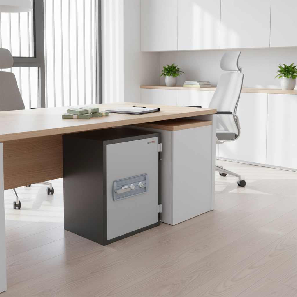 SAFIRE FR40 Fire-Resistant Safe – Grey, Dual Key Lock System