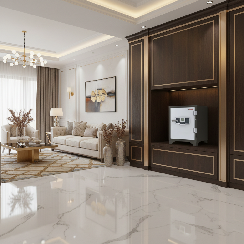 SAFIRE FR 445 Fire Resistant Safe in Luxury Living Room – Home Safe with Digital Lock UAE | INFINI HOMES