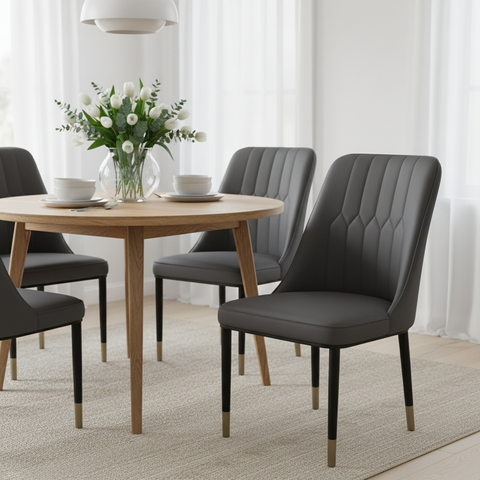 PU Dining Chair with Metal Legs | Grey | IH-DC34