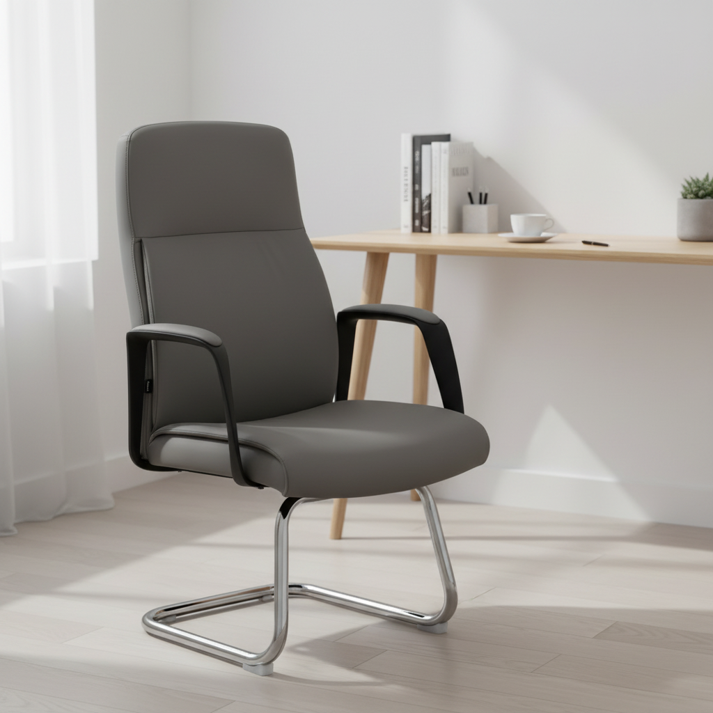 PU Visitor Chair IH 2005V | Grey | Premium Office Seating UAE