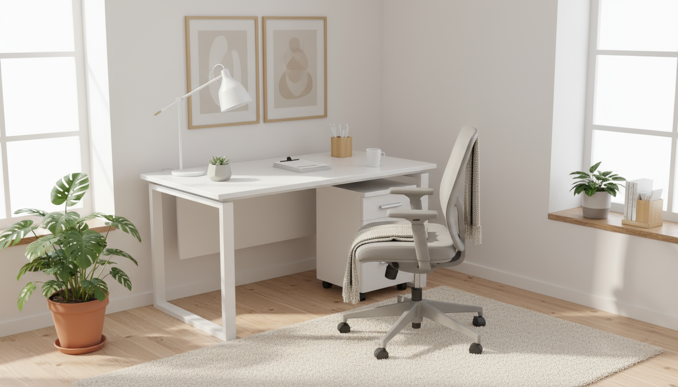 Office Desk 120x70cm with Pedestal Drawer - Metal Frame Work Table Dubai UAE