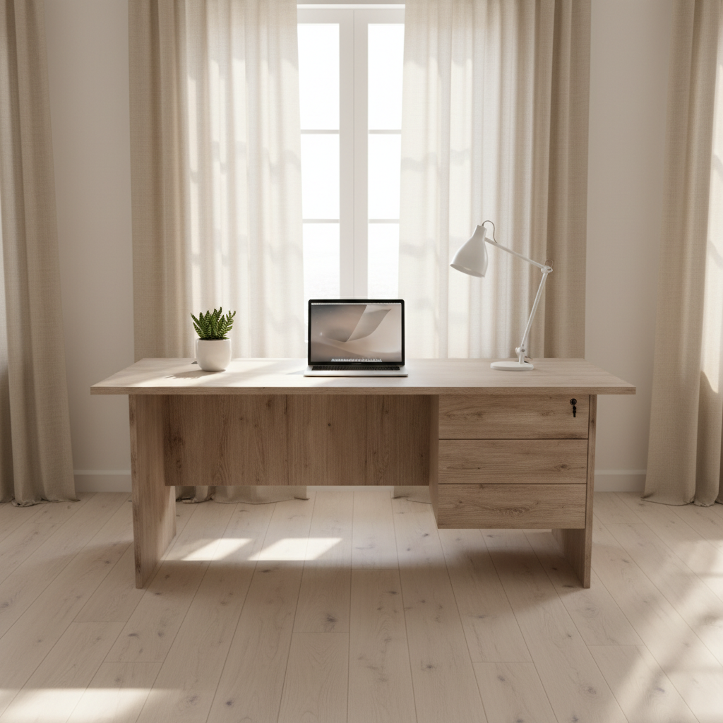 Office Desk Ash Wood 140cm | Premium Workstation for UAE Offices