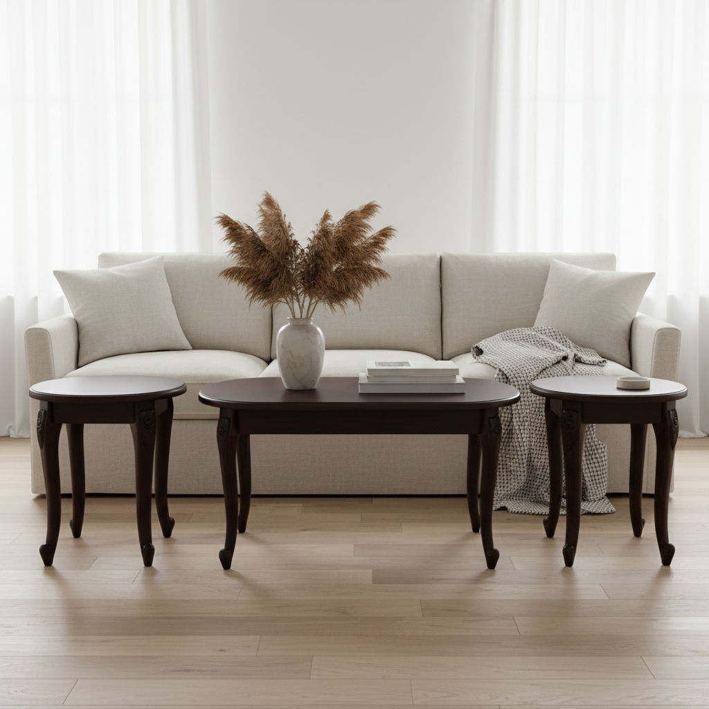 Mahogany Coffee Table Set (1+2) | IH 6006 – INFINI HOMES UAE