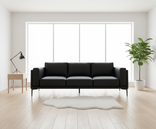 AIKA Three Seater Leatherette Sofa - Black