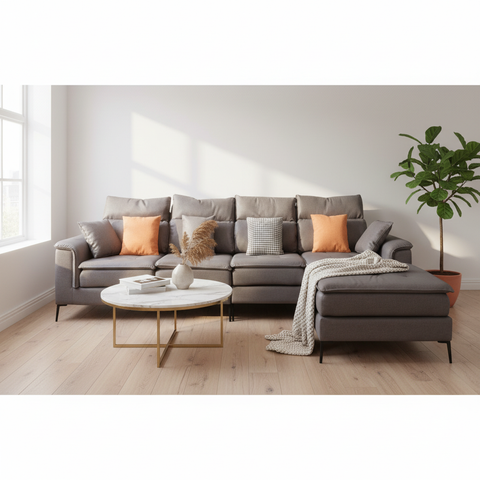 Corner Sofa IH CS-1150 | Grey L-Shape Sectional Sofa – INFINI HOMES UAE