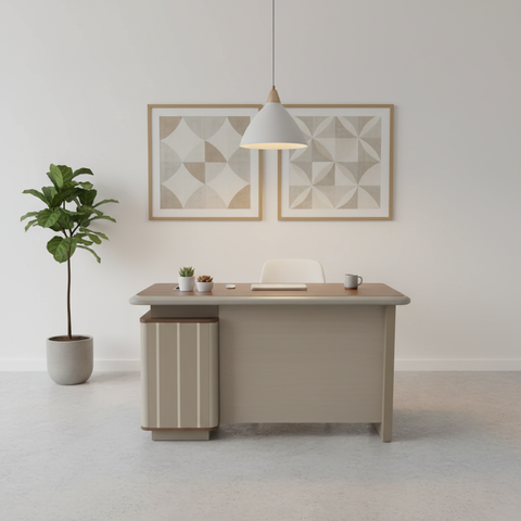 Scandinavian Style Office Desk Oak Finish | Minimalist Workspace Furniture Dubai UAE