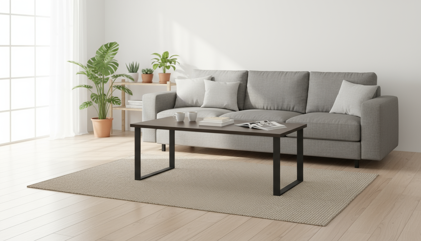 Coffee Table 120x60cm Walnut - Modern Metal Legs | Dubai UAE Furniture