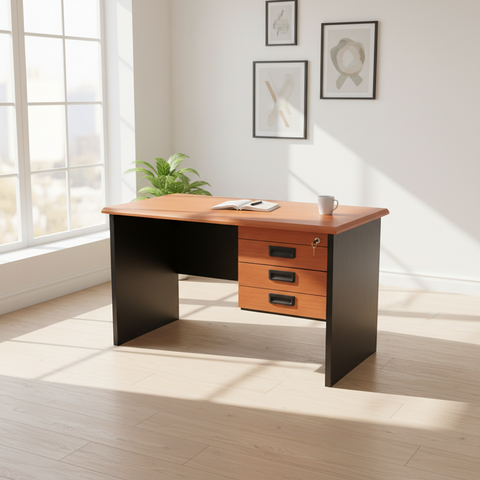 Wooden Side Desk with 3 Drawers Scandinavian Workspace Style – Home Office Furniture Dubai UAE | INFINI HOMES