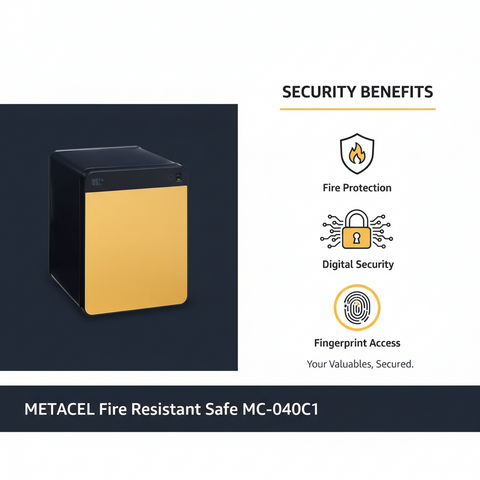 METACEL Fire Resistant Safe MC-040C1 Yellow - Digital Lock & Fingerprint Sensor