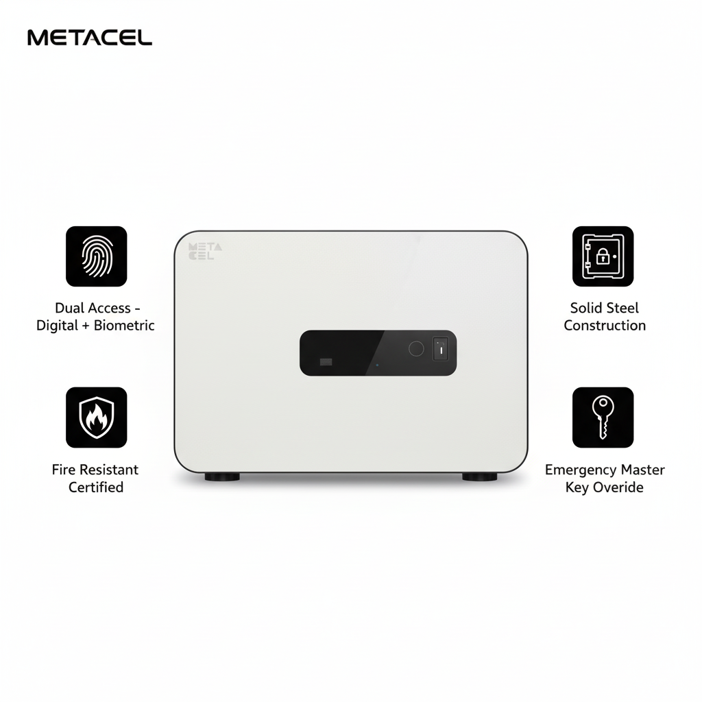 METACEL Fire Resistant Safe MC-020PR Ivory - Digital Lock & Fingerprint - UAE Delivery