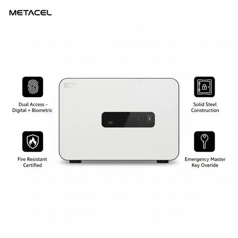 METACEL Fire Resistant Safe MC-020PR Ivory - Digital Lock & Fingerprint - UAE Delivery