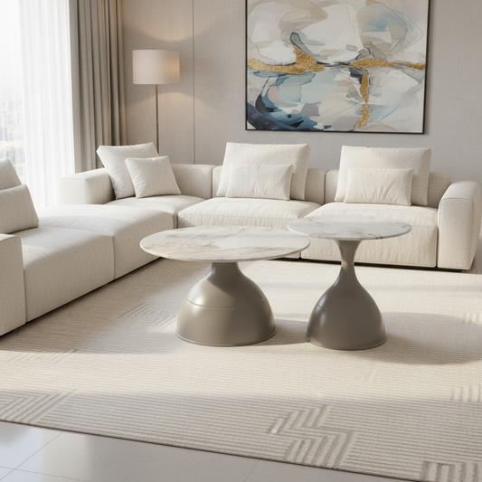 Coffee Table Set of 2 | IH 502 | Grey Nesting Coffee Tables (70×70×46.5 & 50×50×55 cm)