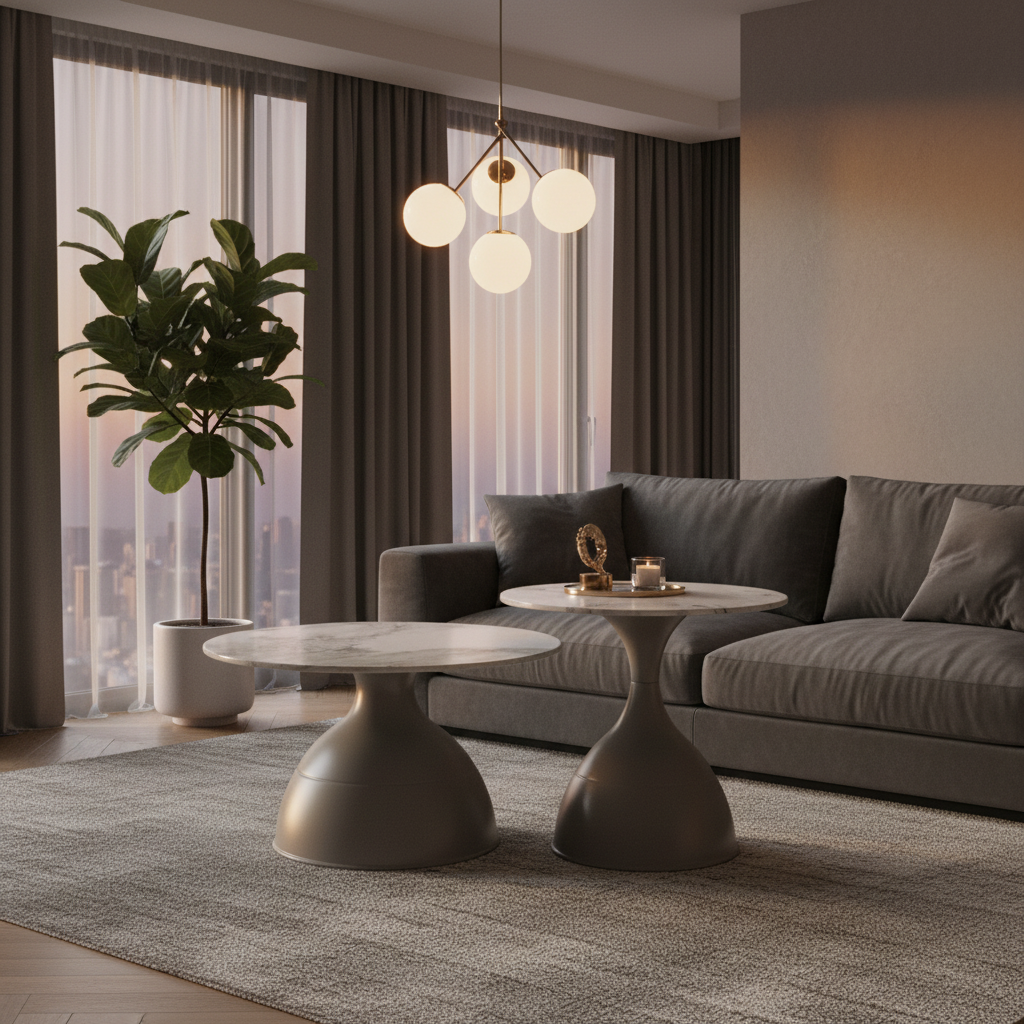 Coffee Table Set of 2 | IH 502 | Grey Nesting Coffee Tables (70×70×46.5 & 50×50×55 cm)