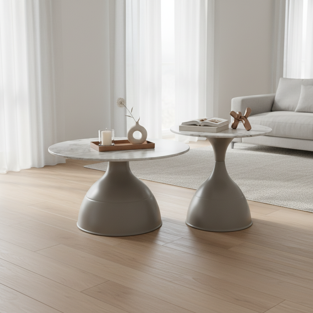 Coffee Table Set of 2 | IH 502 | Grey Nesting Coffee Tables (70×70×46.5 & 50×50×55 cm)