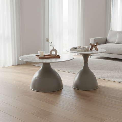 Coffee Table Set of 2 | IH 502 | Grey Nesting Coffee Tables (70×70×46.5 & 50×50×55 cm)