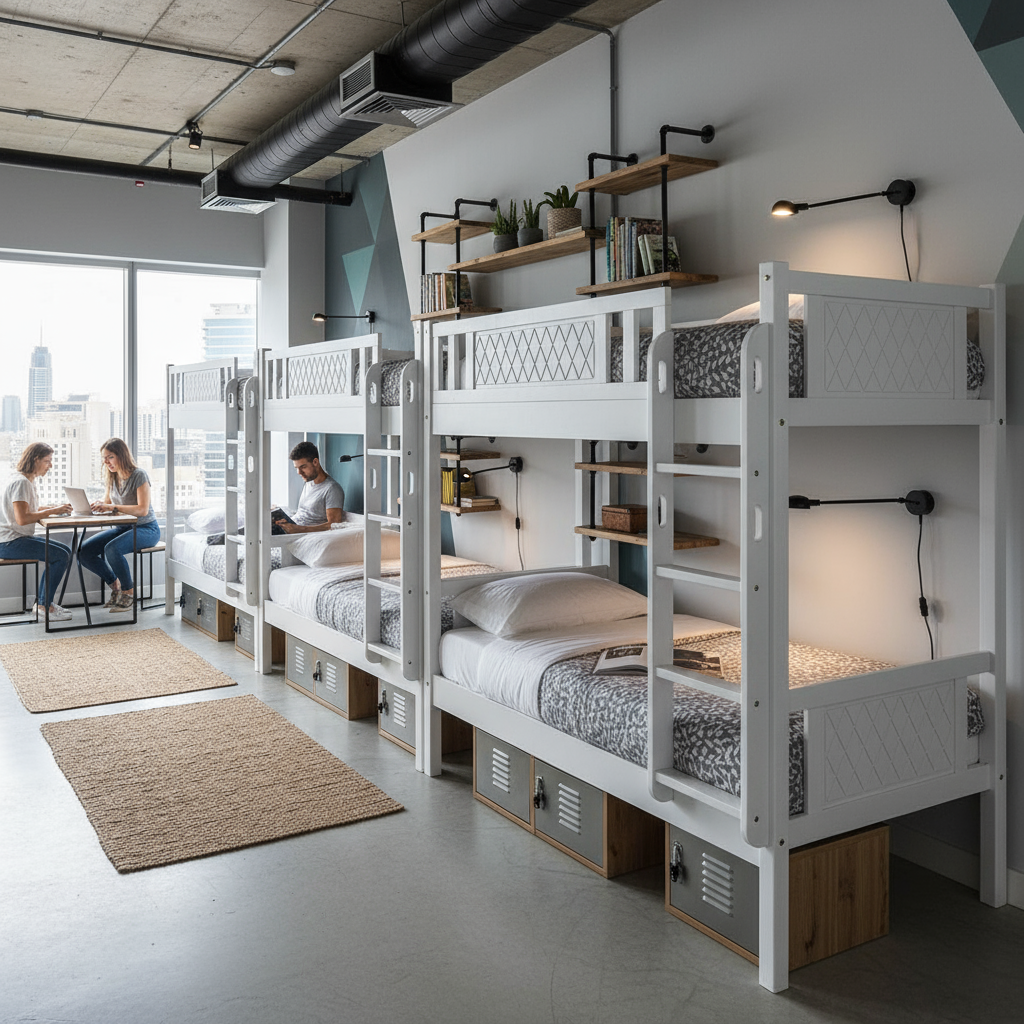 Wooden Bunk Bed for Kids & Teens UAE | Heavy Duty Bunk Bed Frame with Ladder & Safety Guardrail 0.9M