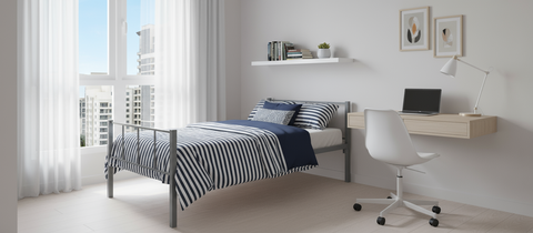 Premium Steel Single Bed Frame UAE | Heavy Duty Metal Bed Dubai Abu Dhabi | INFINI HOMES