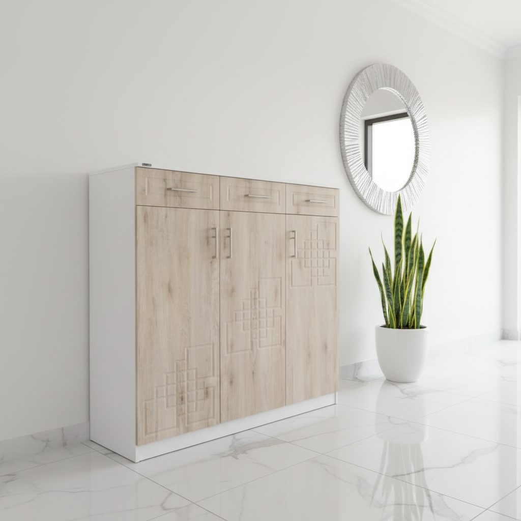 Wooden Shoe Rack UAE | 120x120x35cm Storage Organiser | INFINI HOMES IH-D03