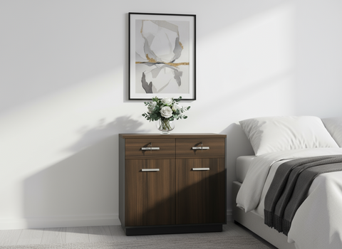 INFINI HOMES Credenza Side Table UAE - Model ST-CRZ-BG Walnut Grey 80x40x75cm Dubai Abu Dhabi Sharjah