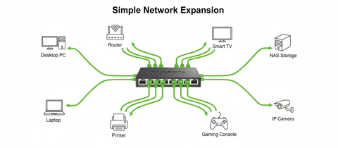 D-Link DGS-108 8-Port Gigabit Unmanaged Desktop Switch - 1000Mbps Ethernet Switch