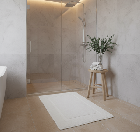 Premium White Bath Mat Set UAE | 1000 GSM Cotton 50x80cm Dubai Abu Dhabi