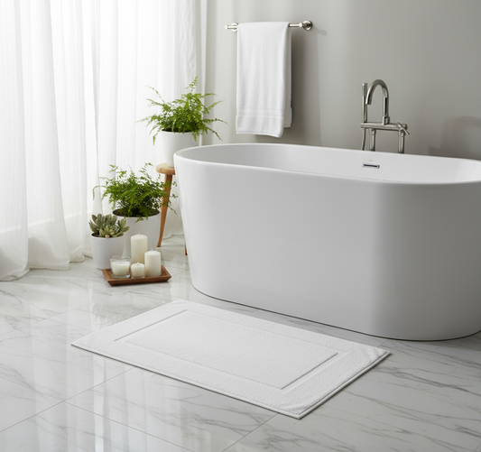Premium White Bath Mat Set UAE | 1000 GSM Cotton 50x80cm Dubai Abu Dhabi