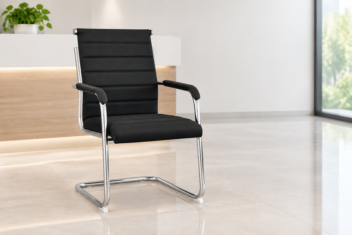 PU Visitor Chair with Chrome Arms & Base | Office Guest Seating UAE