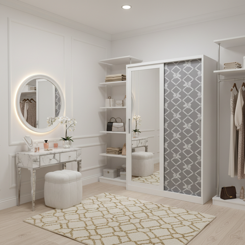 Metal Wardrobe with 2 Sliding Doors & Inner Locker (180×120×50 cm) | IH AD-S3-2