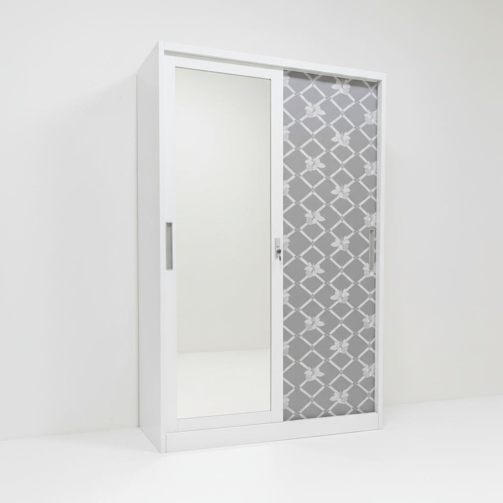 Metal Wardrobe with 2 Sliding Doors & Inner Locker (180×120×50 cm) | IH AD-S3-2