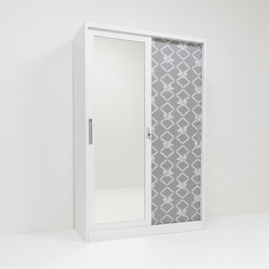 Metal Wardrobe with 2 Sliding Doors & Inner Locker (180×120×50 cm) | IH AD-S3-2